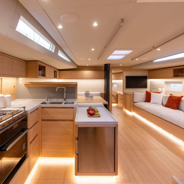 Grand Soleil 65 Performance galley and salon